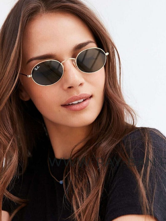 Ray Ban Унисекс Слънчеви Очила с Златен Метален Рамка и Зелен Цвят на Стъклата RB3547 001/31