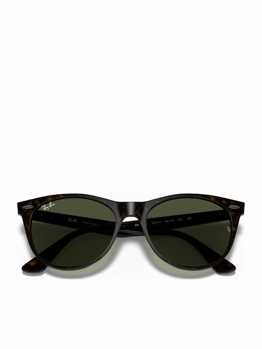 Ray Ban Wayfarer II Унисекс Слънчеви Очила с Кафяв Костенурков Пластмасов Рамки и Черни Лещи