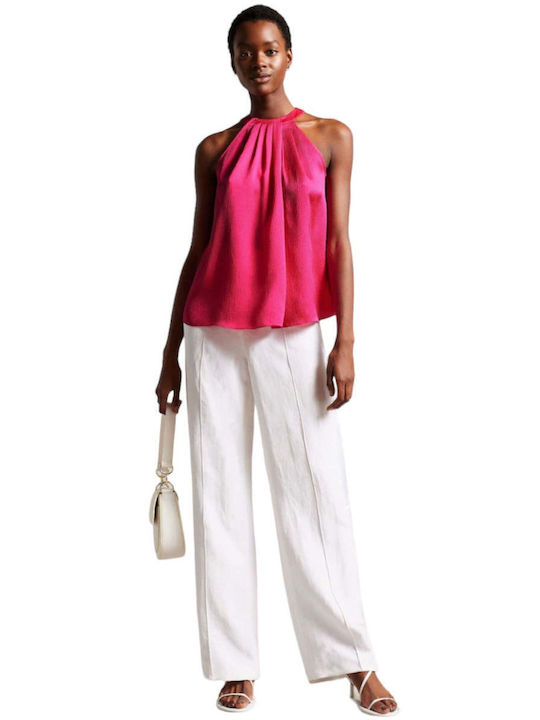 269442 Women's Summer Blouse Sleeveless Floral Fuchsia