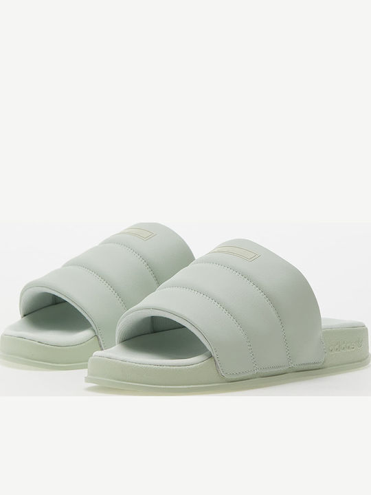 Adilette Essential Linen Flache Sandalen für Damen in Grün Farbe