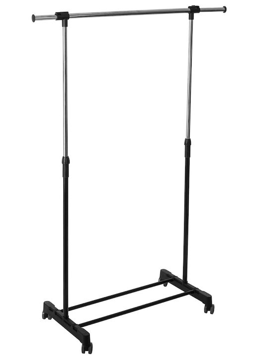 Spitishop Metallic Garment Rack Wheeled Black 165cm