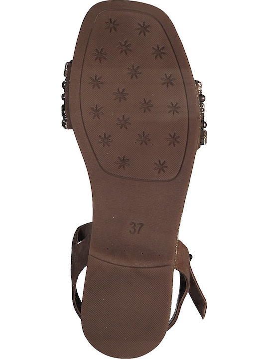 Women's Flat Sandals with Strap in Beige Color