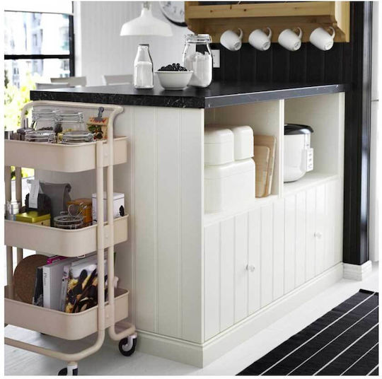 Ankor Metal Kitchen Trolley 3 Tiers Beige 43x36x86cm