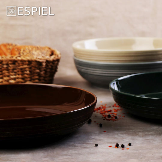 Espiel Terra Porcelain Salad Bowl Brown 25.5x25.5x6.6cm