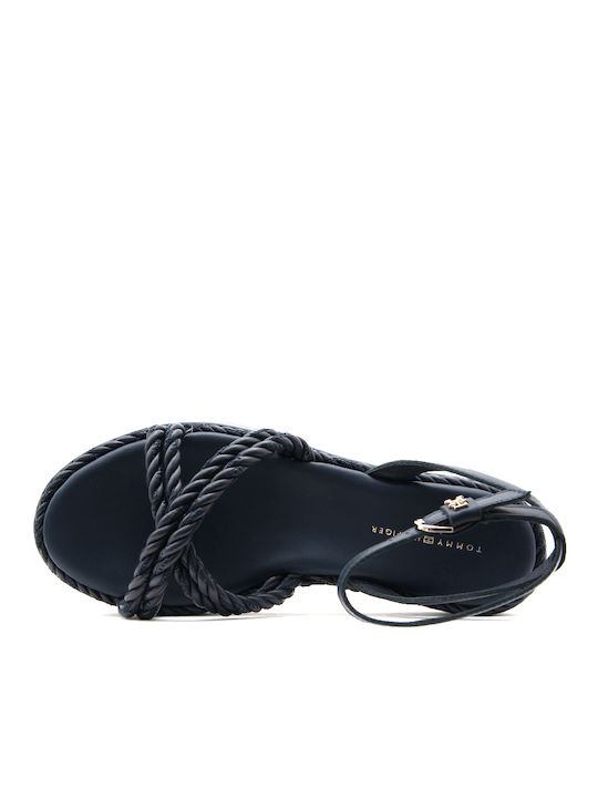 Δερμάτινα Γυναικεία Σανδάλια Navy Μπλε