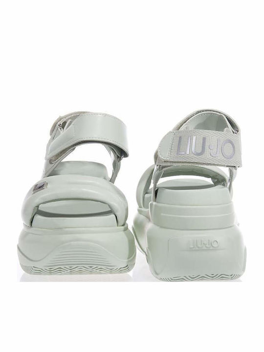 Leather Women's Flat Sandals Sporty Green