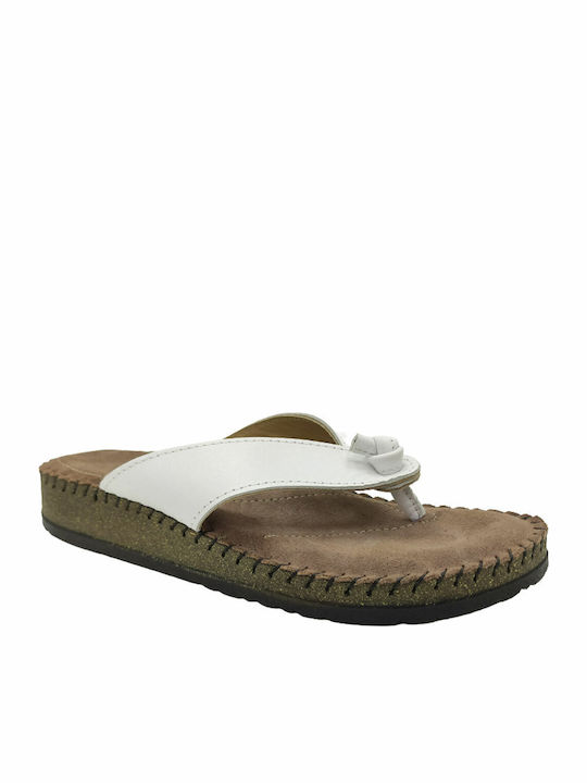 Leather Women's Flat Sandals Anatomic in White Color