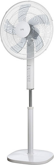 Life Mistral Ανεμιστήρας Ορθοστάτης 50W Διαμέτρου 40cm με Τηλεχειριστήριο Λευκός