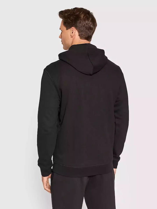 Guess Men's Sweatshirt Jacket with Hood and Pockets Black