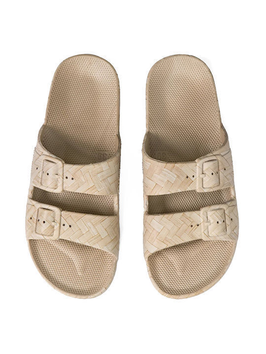 Freedom Moses Bali Frauen Flip Flops Natural Bamboo Weave Print