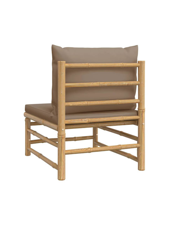 Outdoor Armchair Bamboo Brown with Cushion 55x69x65cm