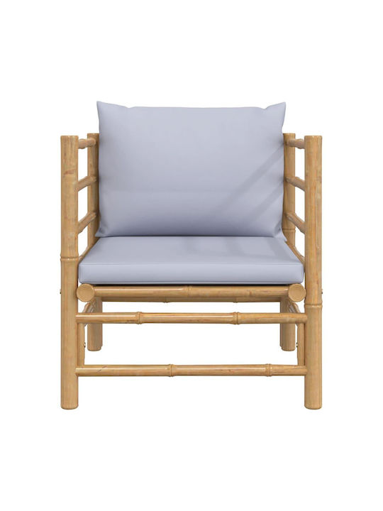Outdoor Armchair Bamboo Brown with Cushion 63x69x65cm