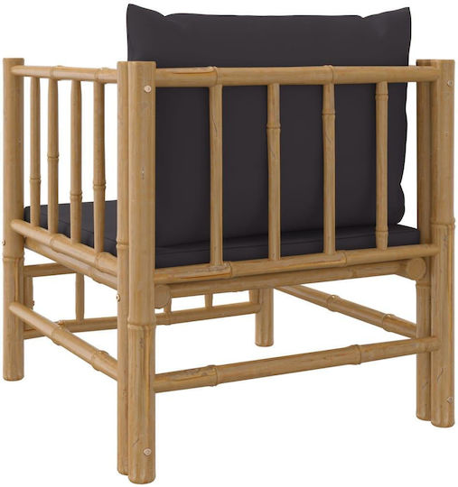 Outdoor-Sessel Bamboo Braun mit Kissen 63x69x65εκ.