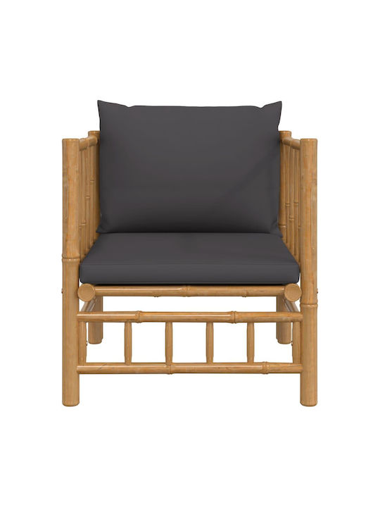 Outdoor Armchair Bamboo Brown with Cushion 63x69x65cm