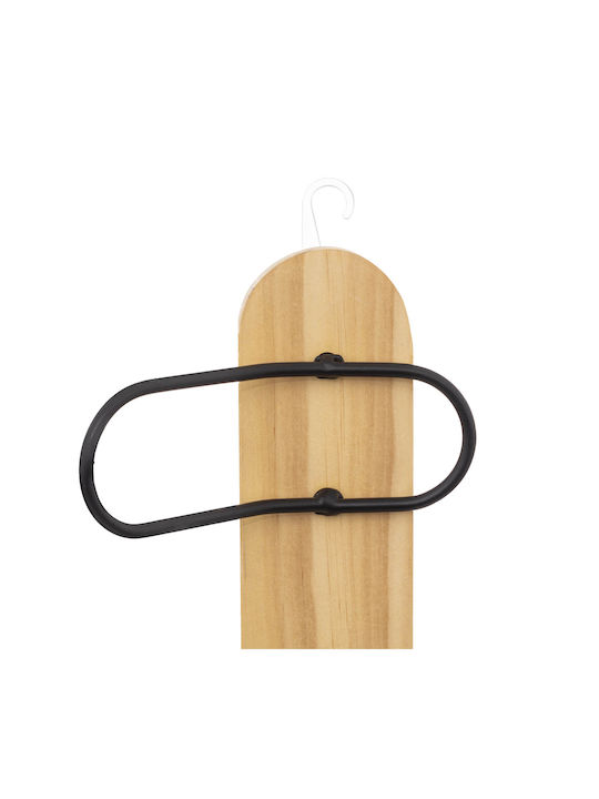 5Five Wooden Wall Hanger 6 Hooks Black 77x13.5x5.5cm