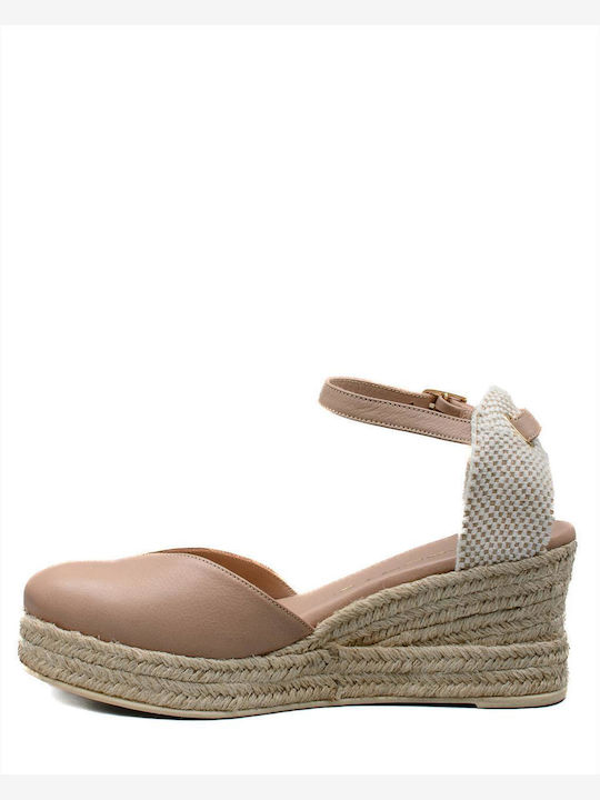 Mourtzi Women's Leather Platform Espadrilles Brown