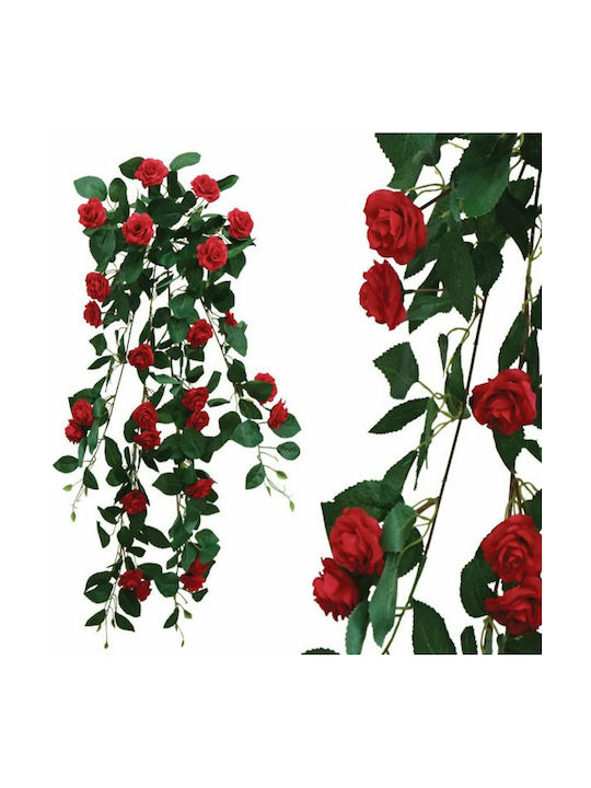 Marhome Plantă Artificială Agățătoare Trandafir Red 90cm 1buc