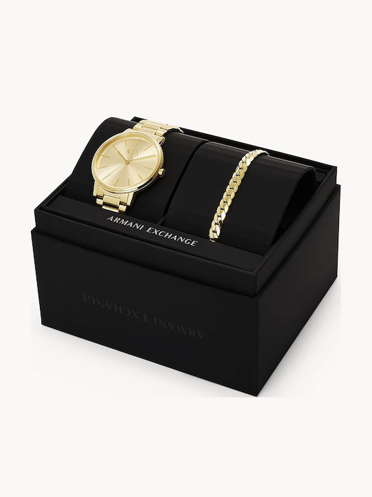 Armani Exchange Cayde Herrenuhr 42mm Batterie mit Gold Rostfreien Stahlarmband