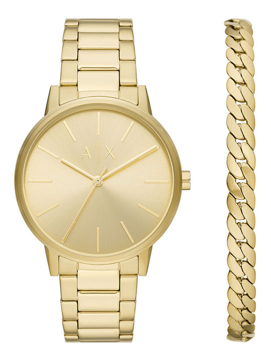 Armani Exchange Cayde Herrenuhr 42mm Batterie mit Gold Rostfreien Stahlarmband
