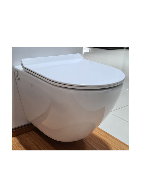 Siamp Λεκάνη Κρεμαστή με Καζανάκι με Slim Κάλυμμα Soft Close Λευκή Siamp Λεκάνη Κρεμαστή με Καζανάκι με Slim Κάλυμμα Soft Close Λευκή