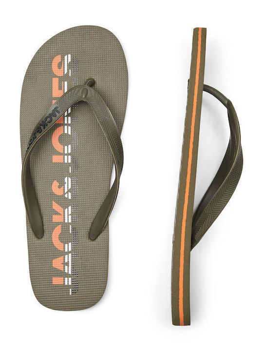 Jack & Jones Ανδρικά Flip Flops Χακί