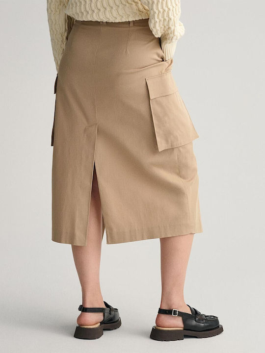 Gant Ψηλόμεση Midi Φούστα Dark Khaki