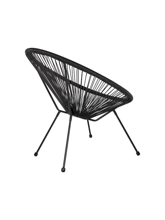 Πολυθρόνα Εξωτερικού Χώρου Rattan Allegra Μαύρο 71x73x77εκ.