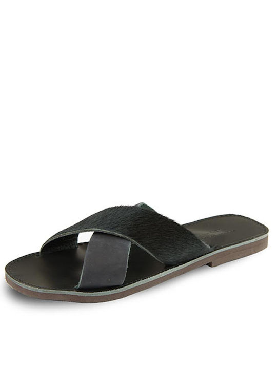 LEATHER SANDAL BLACK PONY SKIN