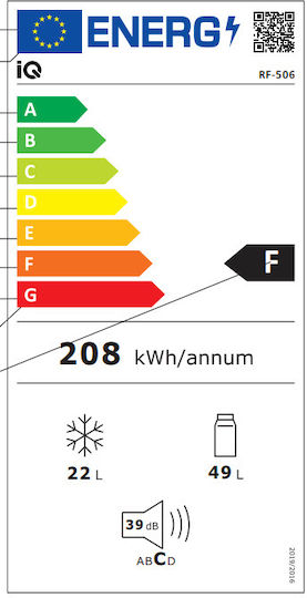 IQ Frigider cu două uși 71lt Î84.5xL48xA44.5cm. Alb Alb RF-506