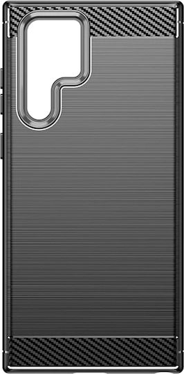 Techsuit Carbon Umschlag Rückseite Silikon Schwarz (Galaxy S23 Ultra)