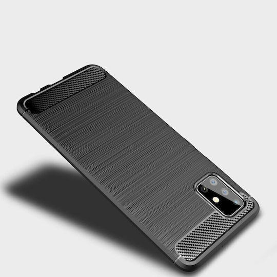 Techsuit Carbon Umschlag Rückseite Silikon Schwarz (Galaxy A51)