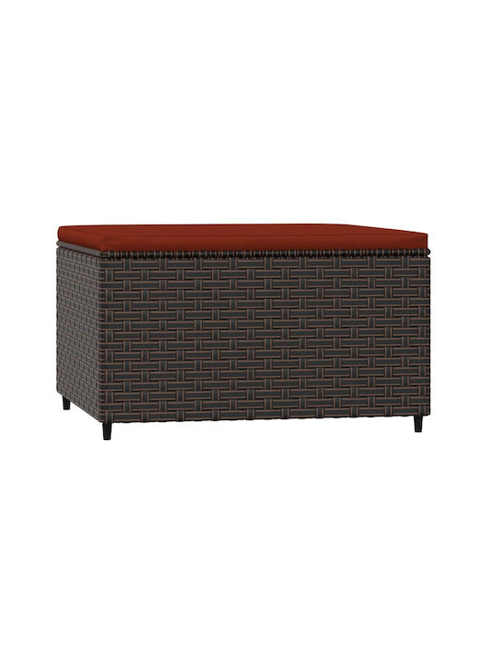 Garden Stool Cube for Outdoor Use Rattan with Red Cushion 55x55x31cm