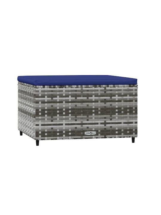 Garden Stool Cube Outdoor Rattan with Cushion Blue 2 Pieces 55x55x31cm