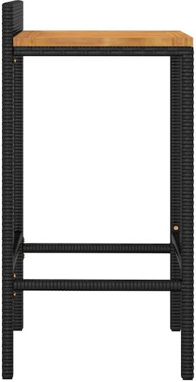 Σκαμπό Μπαρ Εξωτερικού Χώρου Rattan Μαύρο 2τμχ 40x42x78cm