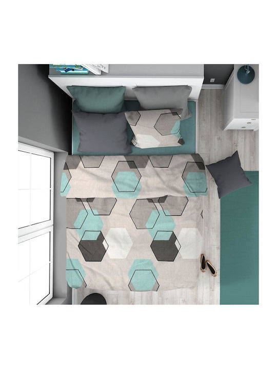 Dimcol Πάπλωμα Υπέρδιπλο 220x240εκ. Hexagon 395 Grey 300 GSM