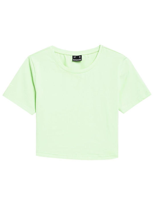 4F Women's Athletic Crop Top Short Sleeve Green