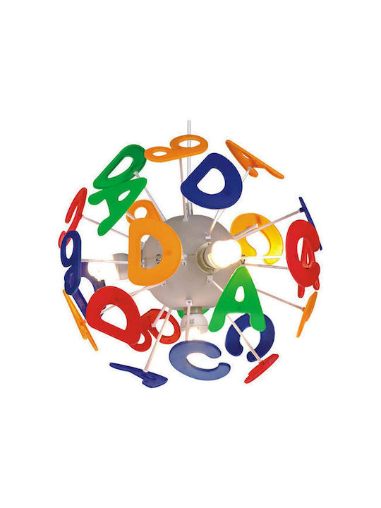 Aca Kids Plastic Chandelier Ceiling Light E14 Numbers Multicolour 40W 35x35cm