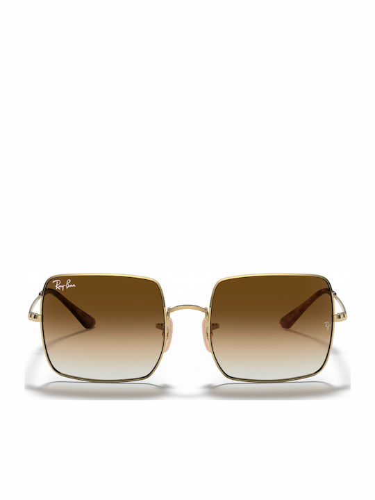 Ray Ban Square Γυναικεία Γυαλιά Ηλίου με Χρυσό Μεταλλικό Σκελετό και Καφέ Ντεγκραντέ Φακό RB1971 9147/51