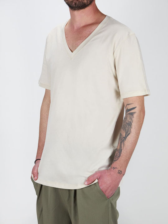 Vittorio Artist Herren T-Shirt Kurzarm mit V-Ausschnitt Weiß