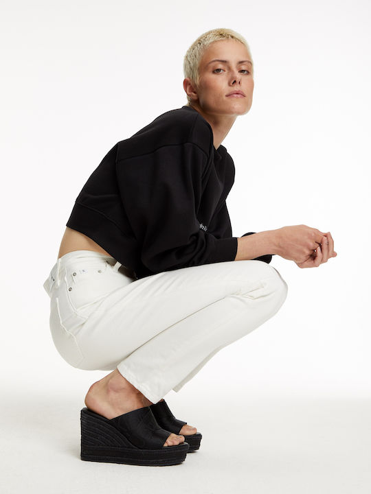 Calvin Klein Καλοκαιρινές Γυναικείες Πλατφόρμες σε Στυλ Παντόφλας Μαύρες