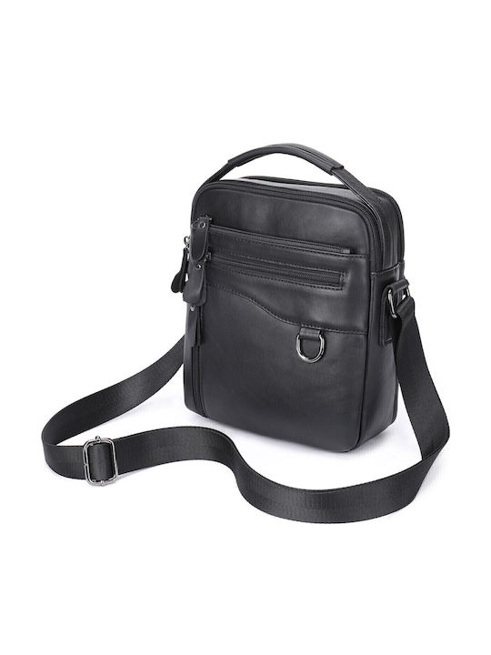 Leder Herrentasche Schulter / Crossbody Schwarz