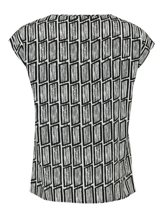 Women's Summer Blouse Short Sleeve with V Neckline Black