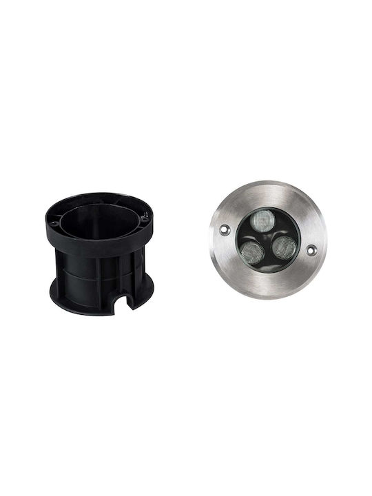GloboStar Spot De Podea LED 12W Cu Alb Cald IP68 Argintiu