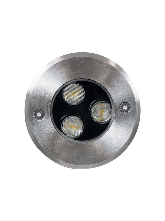 GloboStar Spot De Podea LED 12W Cu Alb Cald IP68 Argintiu
