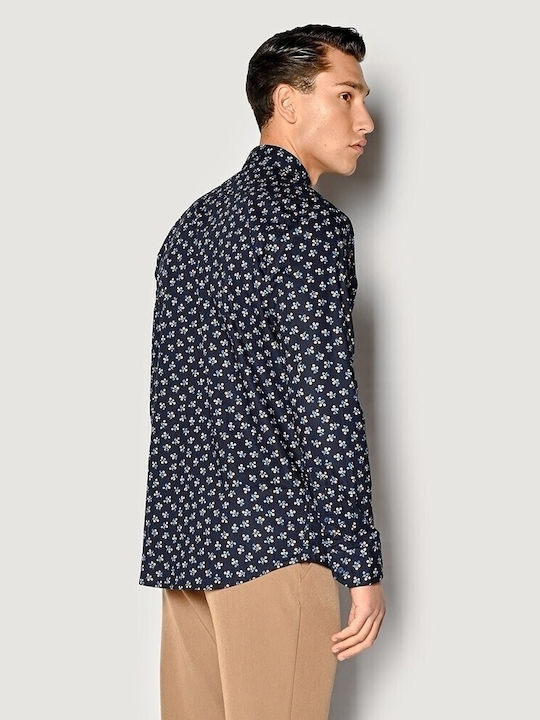 Brokers Jeans Men's Shirt Long Sleeve Floral Marine