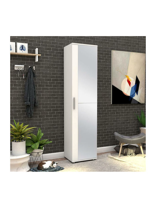 Flat Wooden Shoe Organizer with 10 Shelves White 45x36x187cm