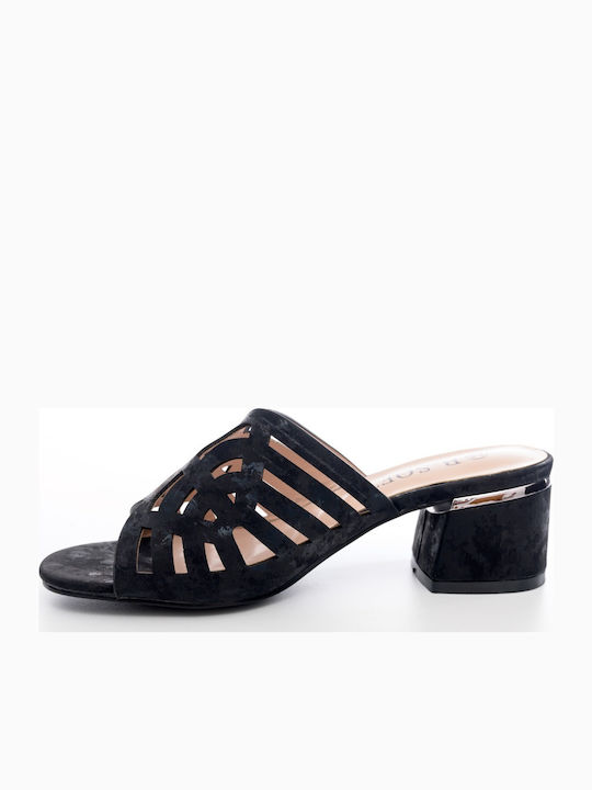 Mules mit Chunky Niedrig Absatz in Schwarz Farbe