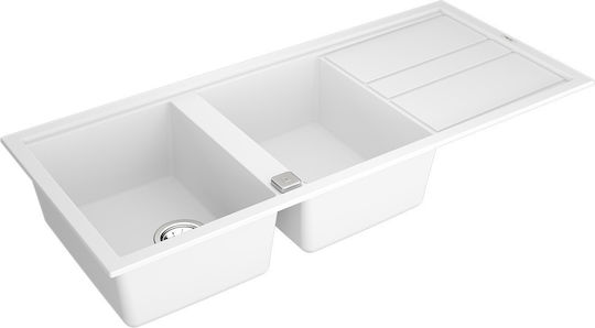 Teka Nova 80 B-TG 2B 1D 115400019 Drop-In Мивка от Синтетичен Гранит Ш116xД51см Бял