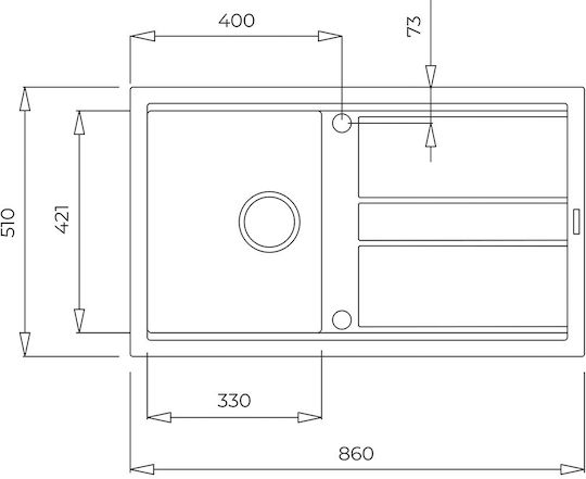 Teka Nova 45 B-TG 1B 1D Ένθετος Νεροχύτης από Συνθετικό Γρανίτη Μ86xΠ51cm Λευκός
