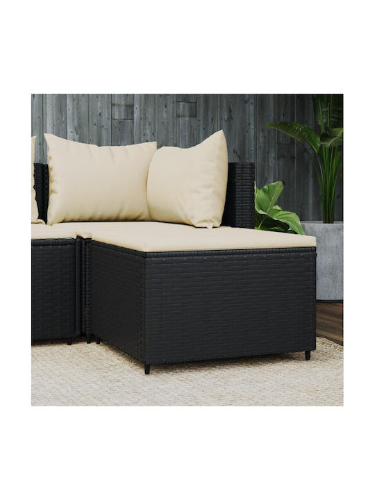 Scaun de Grădină Rattan cu pernă Negru 1buc 55x55x31cm